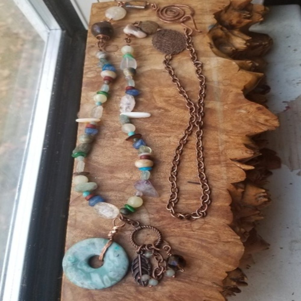 Handcrafted copper and beaded necklace